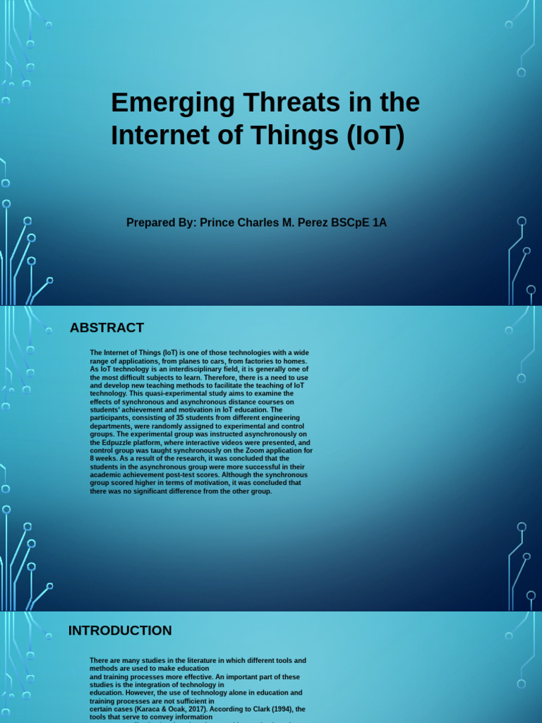 Emerging Threats in The Internet of Things (Iot) : Prepared By: Prince ...