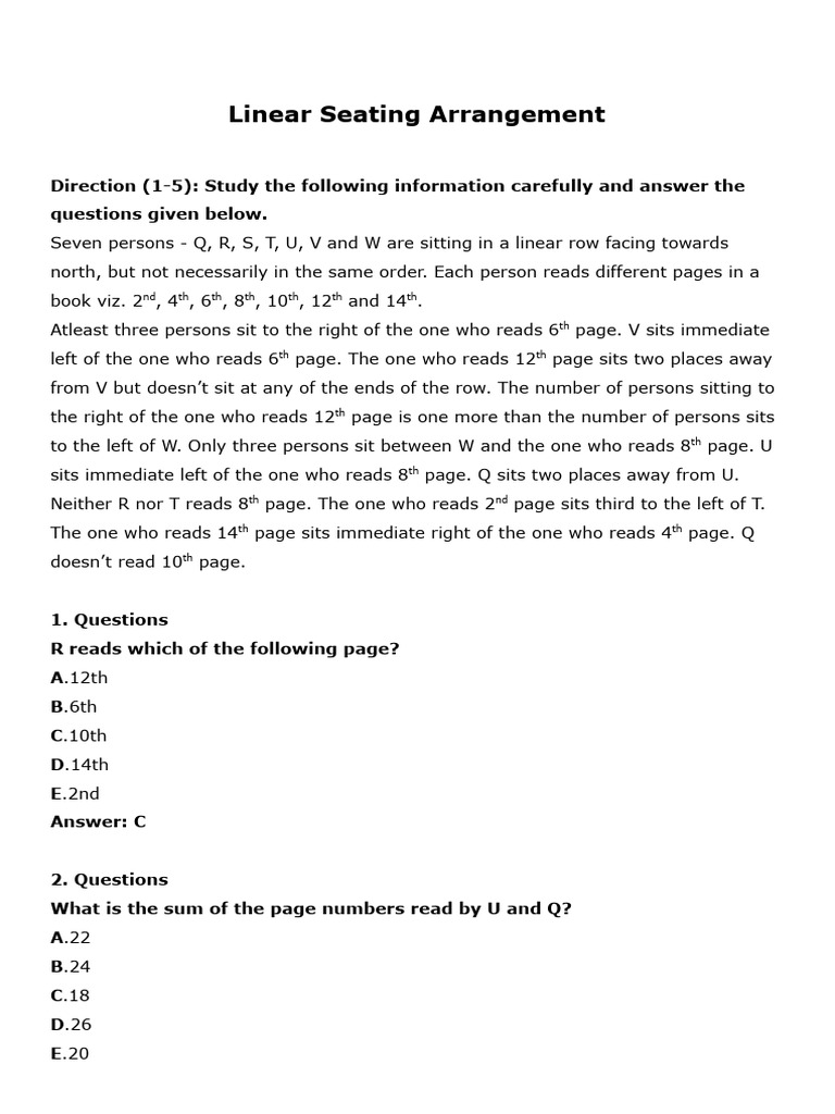 Daily Post SET 104 Linear Seating PO Level | PDF