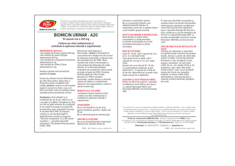 Biomicin Urinar A20 15 Capsule Fares 309 | PDF