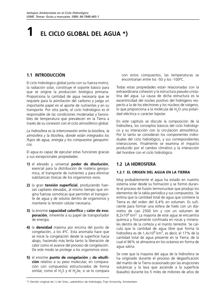 Ciclo Hidrológico y Composición de la Hidrosfera | PDF | Agua ...