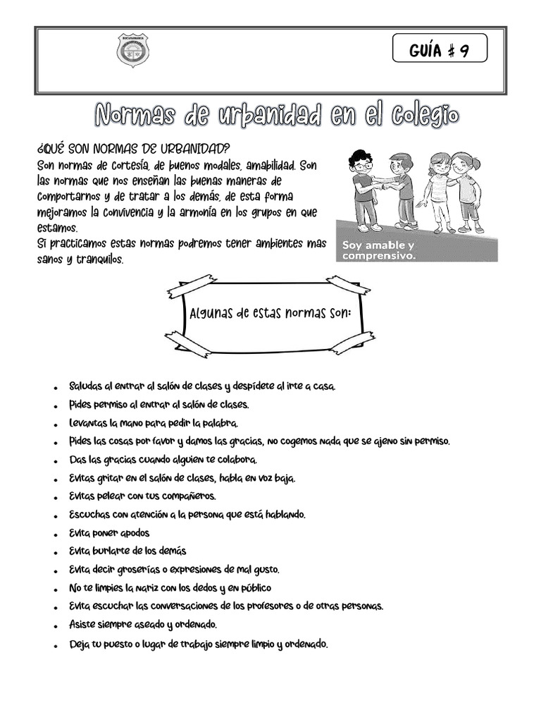 Normas de Urbanidad en el Colegio | PDF | Crecimiento personal y ...