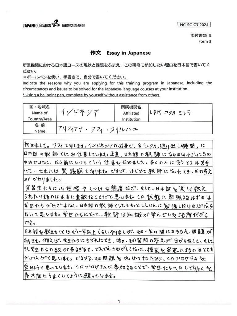 Essay in Japanese | PDF