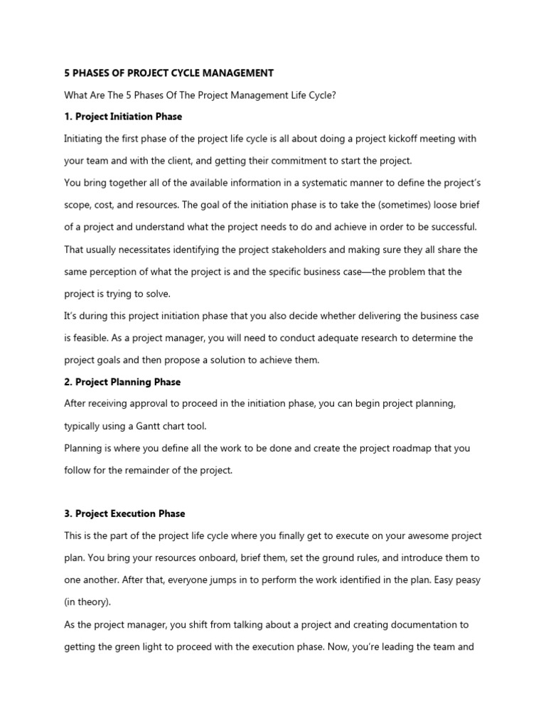 5 Phases of Project Cycle Management | PDF | Project Management | Business