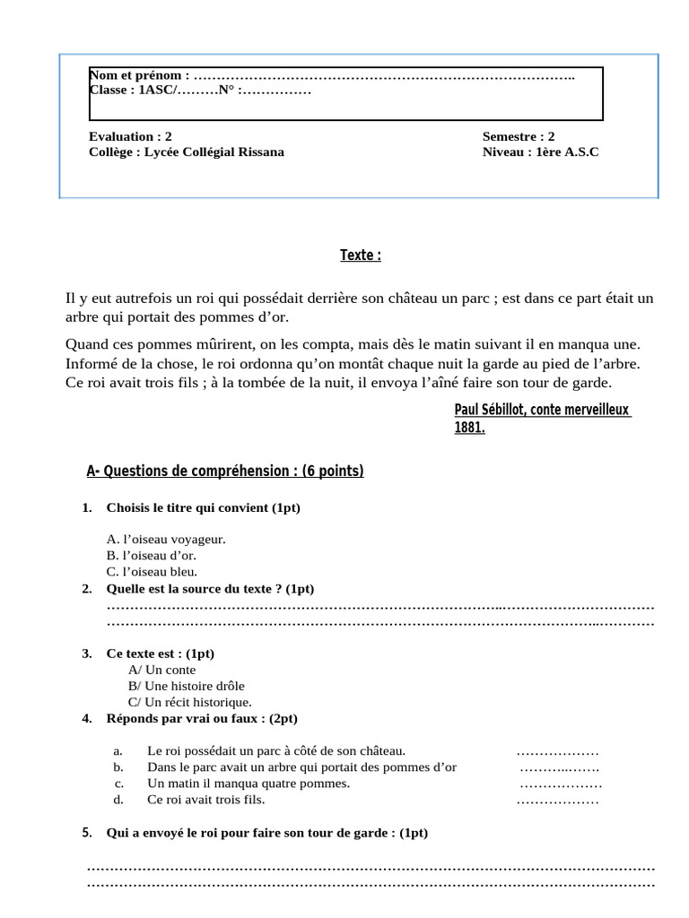Evaluation 1ASC 2s-Converti | PDF