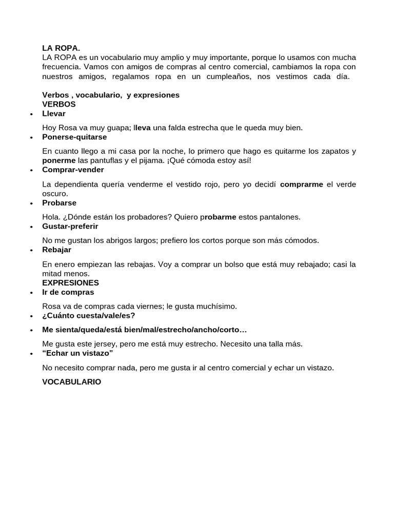 LA ROPA Apostila | PDF