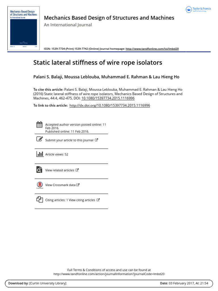 Static lateral stiffness of wire rope isolators_JOURNAL | PDF