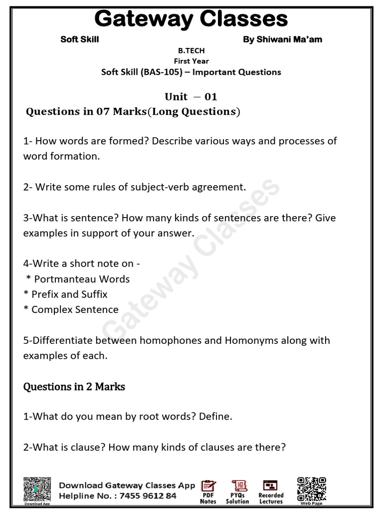 Soft SkillS Imp. Questions - 68a84ce2 8ce7 4c90 Ac4b 6fd0a6f7200e | PDF