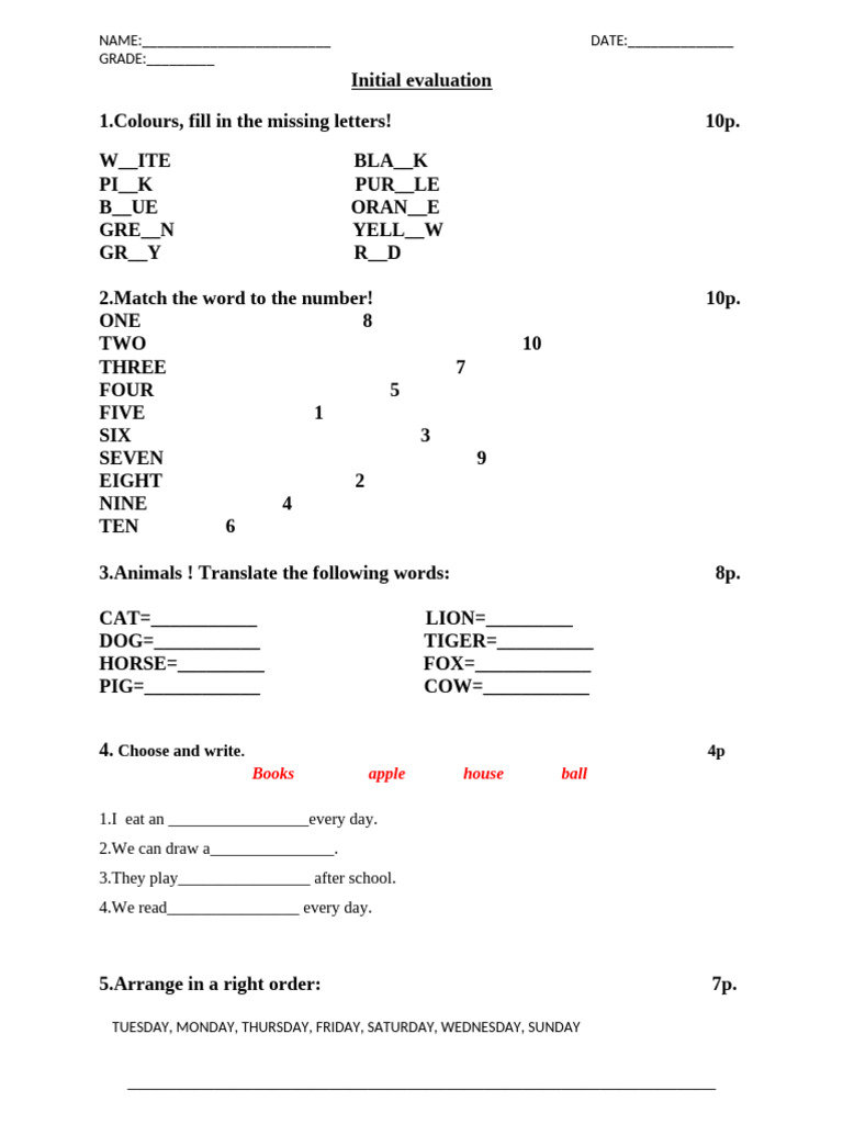 Clasa A 3 A Test Initial | PDF