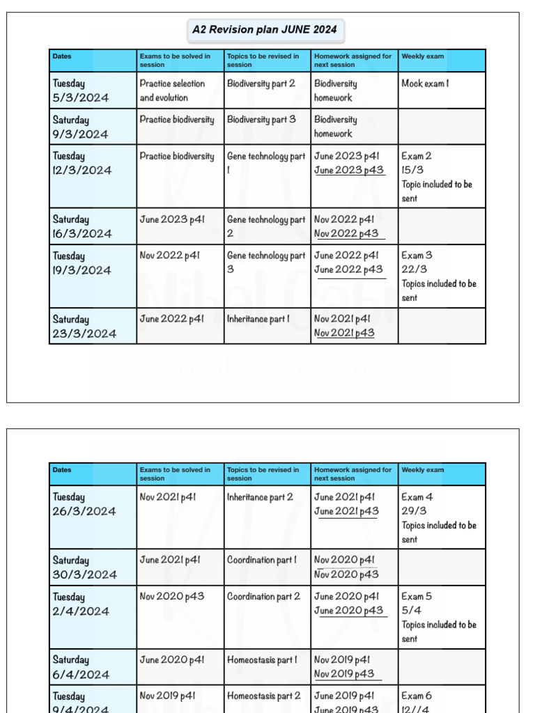 A2 CIE Revision Plan Jun24 | PDF | Educational Assessment And Evaluation