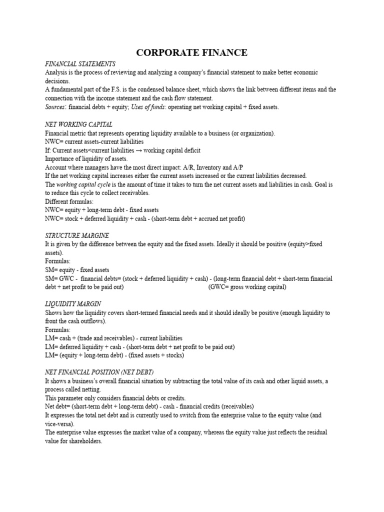 Corporate Finance 1 | PDF