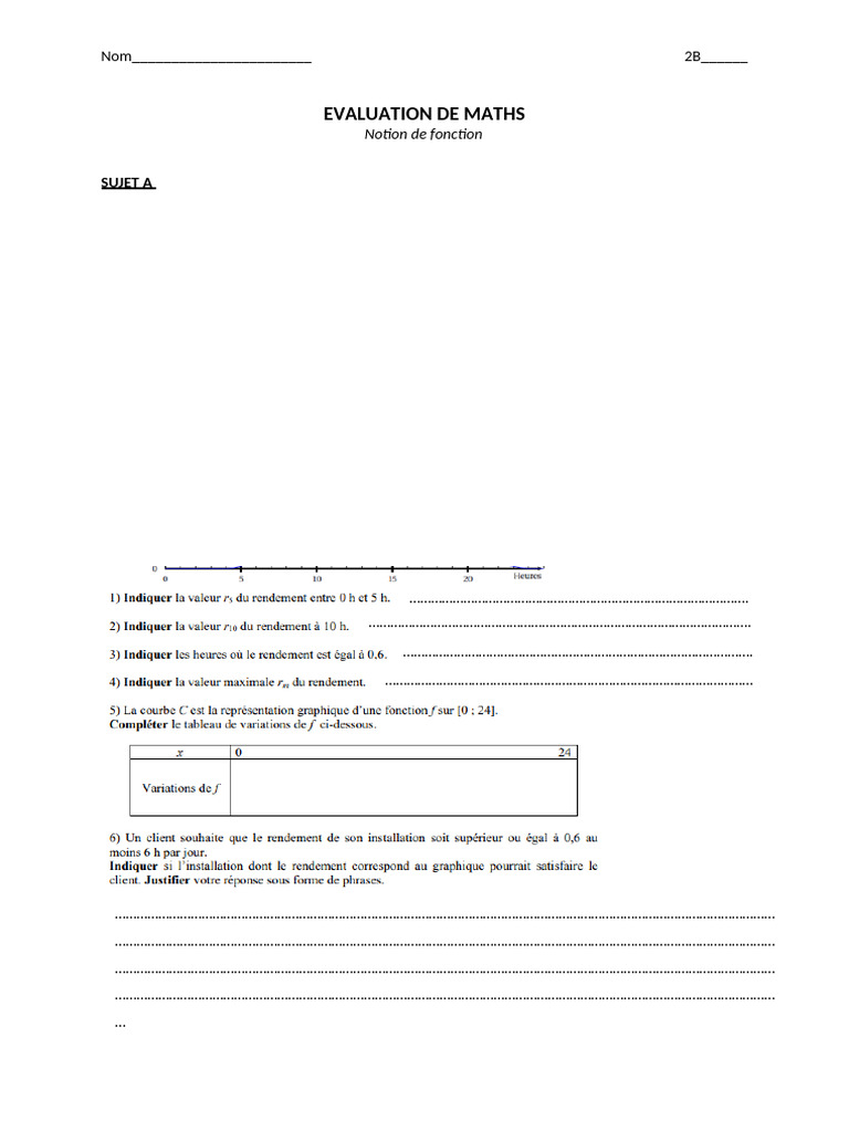 Maths Evaluation Fonction 2nd Bac Pro | PDF