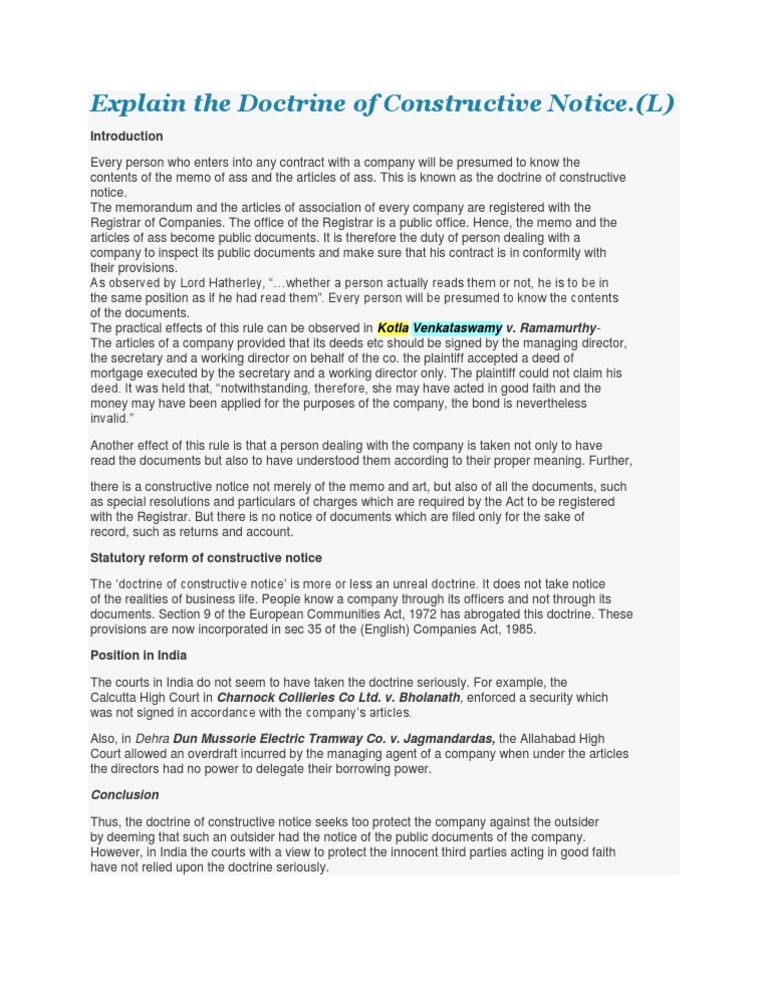 Understanding Constructive Notice in Law | PDF | Deed | Civil Law ...