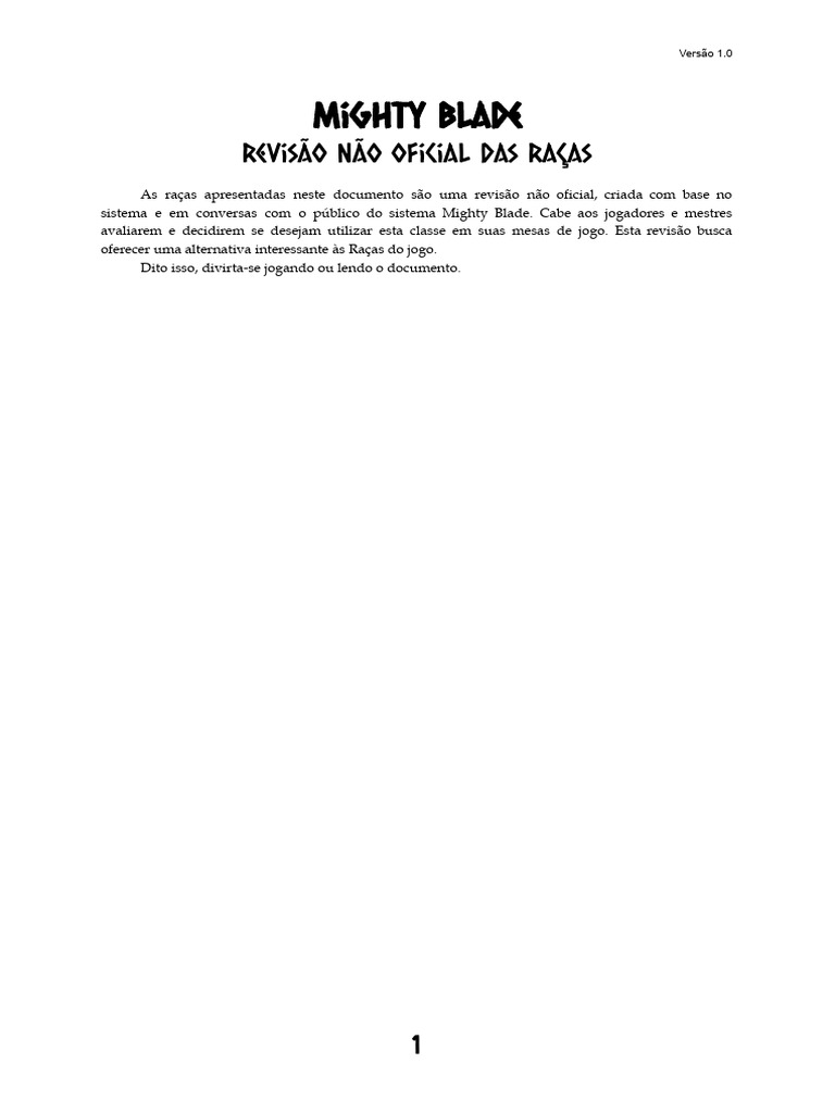 Mighty Blade - Revisao Nao Oficial Das Racas | PDF