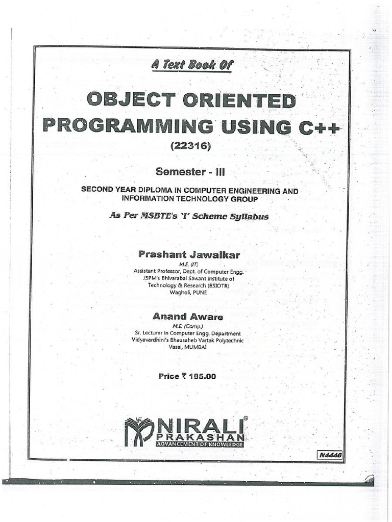 OOP (C++) Nirali Book | PDF