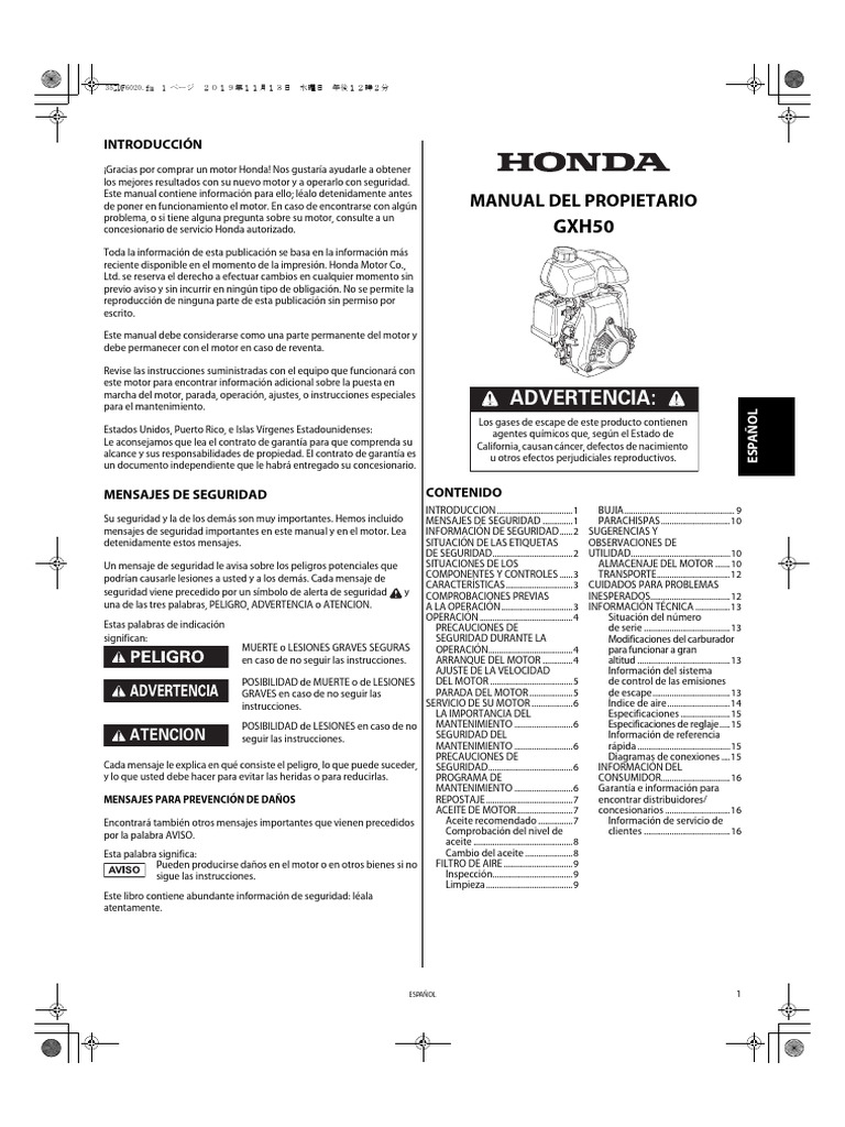 Owners Manual Gxh50 Spanish 35zdf6020 | PDF
