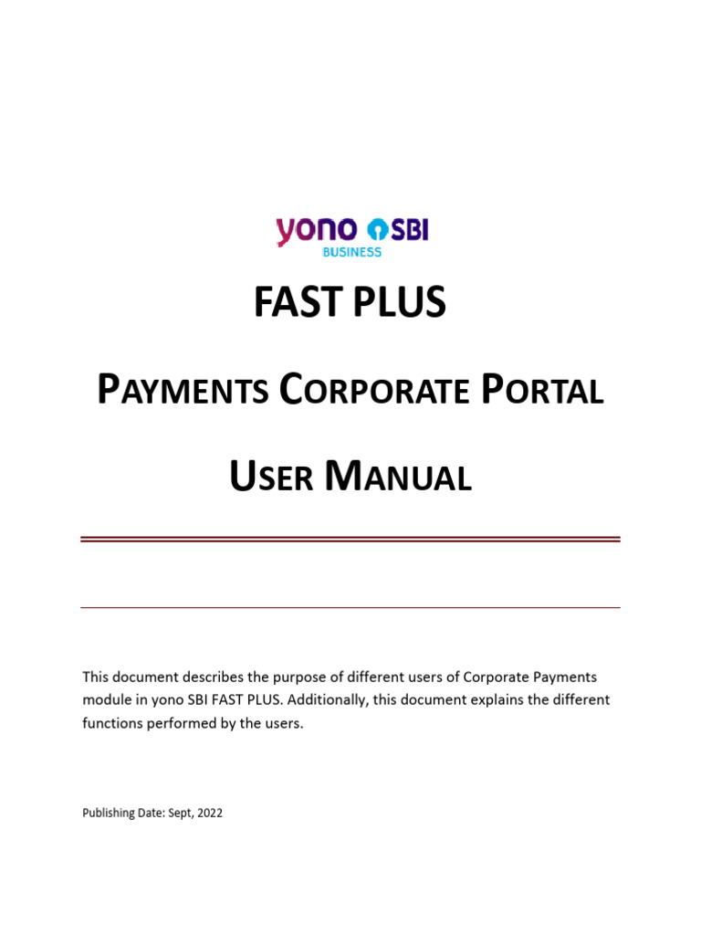 YONO SBI CMP Payment Corporate Portal Users Manual V12 | PDF