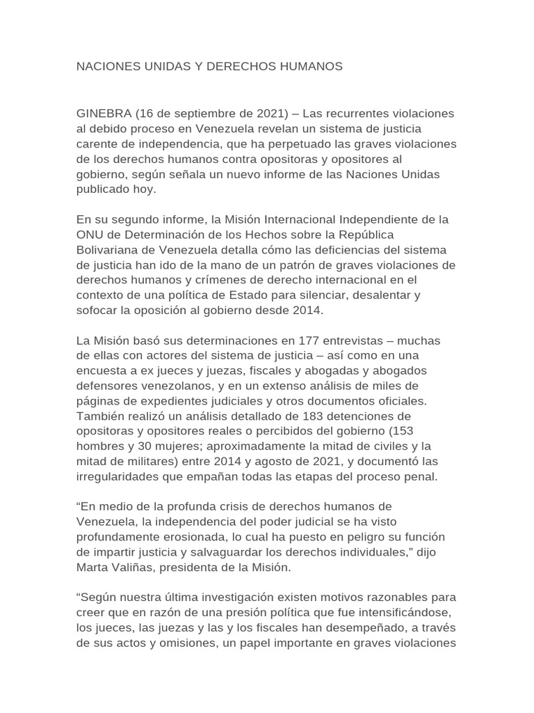 NACIONES UNIDAS Y DERECHOS HUMANOS | PDF