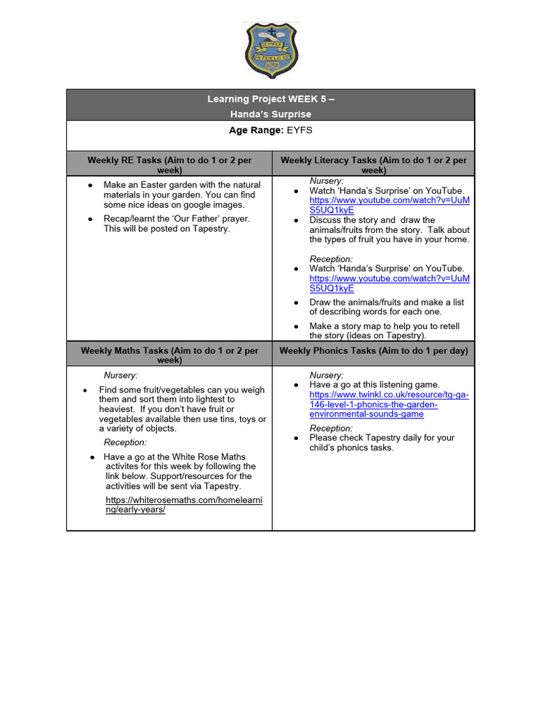 Eyfs Week5 | PDF | Language Arts & Discipline | Wellness