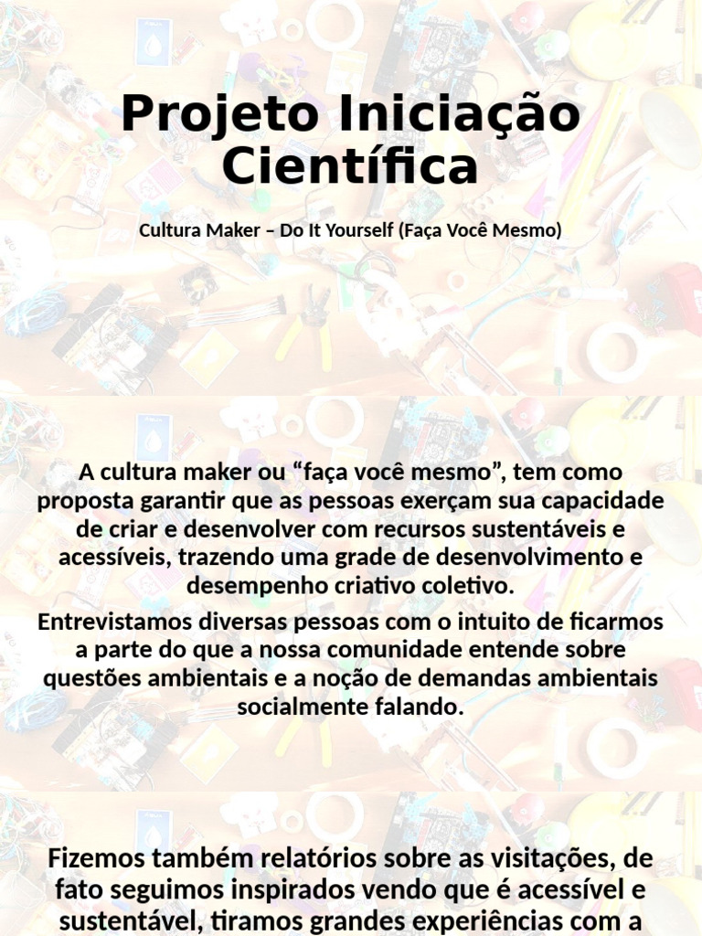 Apresentação Projeto Iniciação Científica | PDF