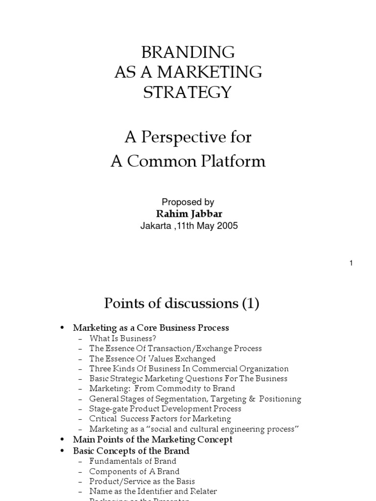 Branding As A Marketing Strategy Brief | PDF | Strategic Management | Brand