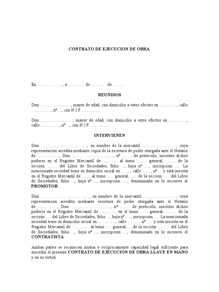 Modelo Contrato Ejecucion de Obra