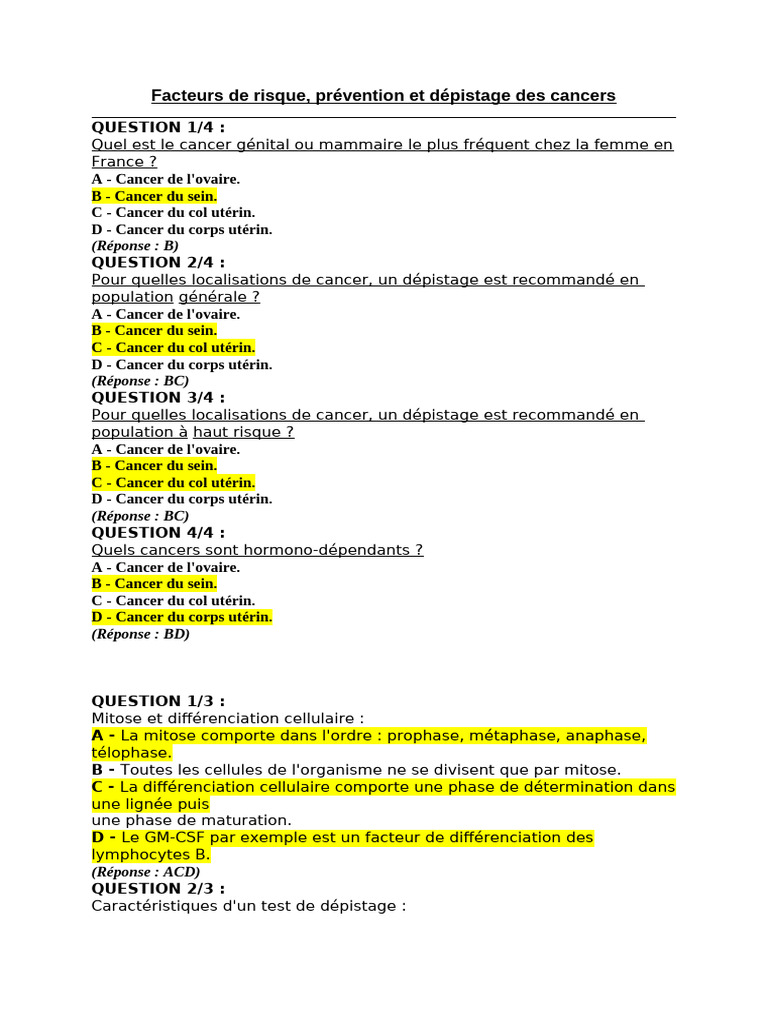 QCM Avec Reponse | PDF