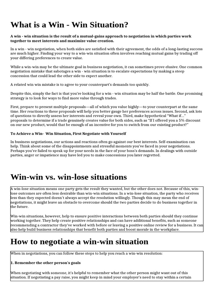 Win-Win Sit | PDF