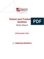 Sagacious Research - Patent and  Trademark Updates – 29-December 2011