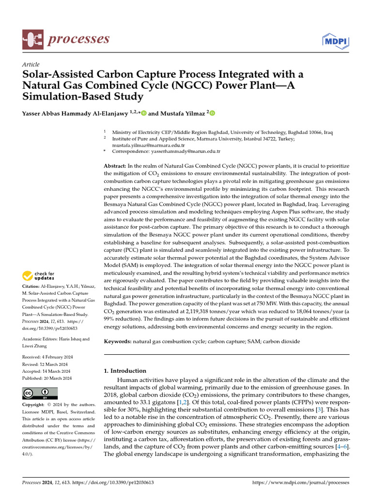 Solar-Enhanced Carbon Capture in NGCC | PDF | Carbon Capture And ...