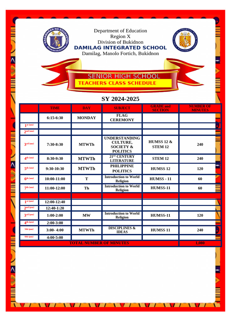 Teachers-Program - Humss 12 | PDF