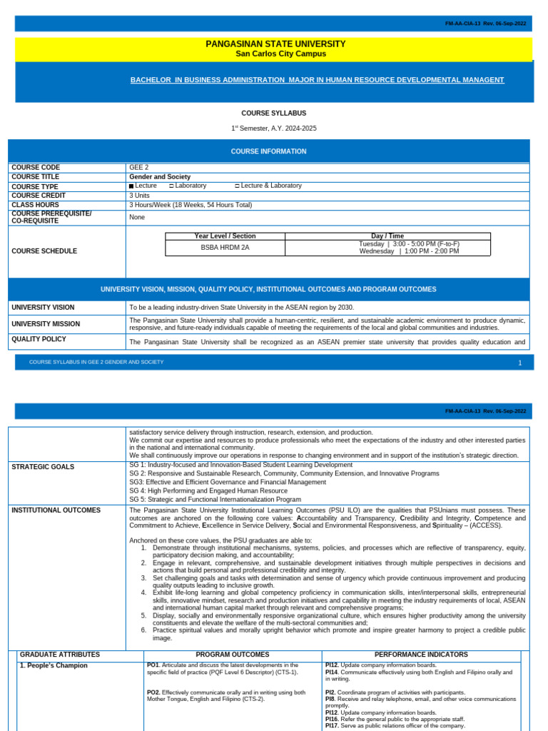GEE 2 Gender and Society - MCS Version REVISED 08 19 2024 | PDF ...