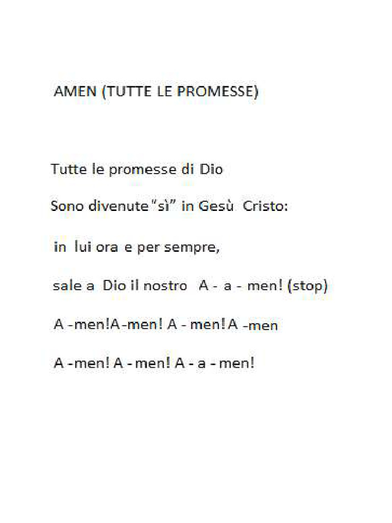 Amen Tutte Le Promesse | PDF