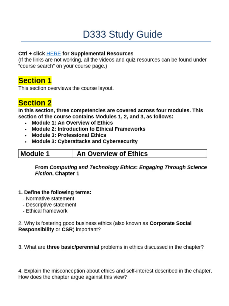 D333 Study Guide V2 Pdf