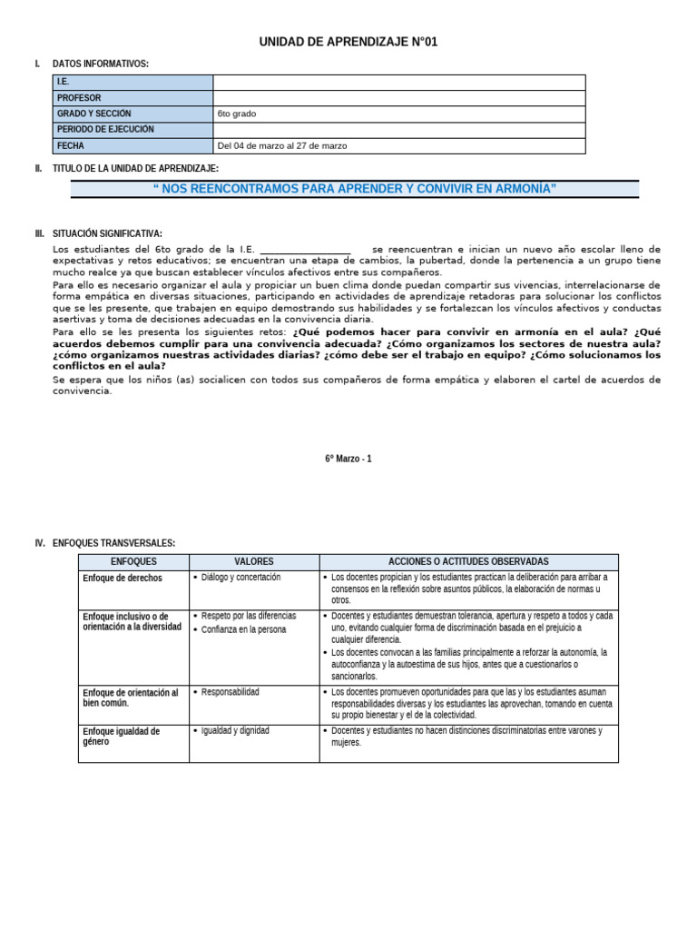 Aprendizaje y Convivencia en 6to Grado | PDF | Números | Crecimiento ...