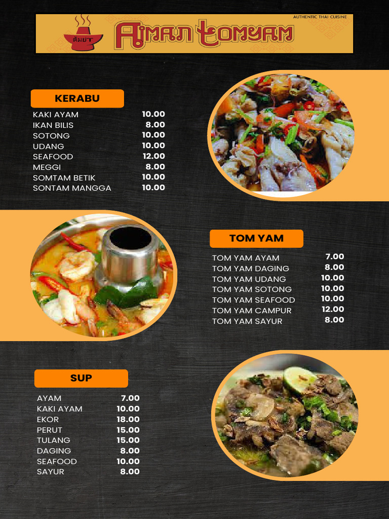Orange and Black Bold Geometric Restaurant Menu | PDF | Food And Drink ...