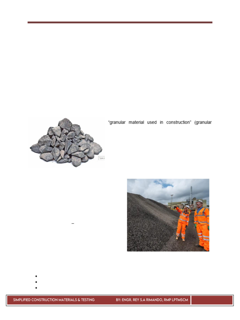 Lesson 2 Different Construction Materials Aggregates Pdf