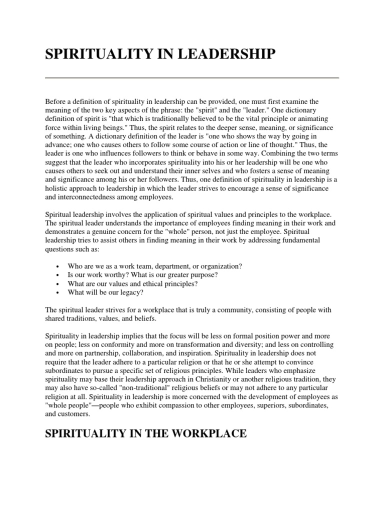 Spirituality in Leadership | PDF