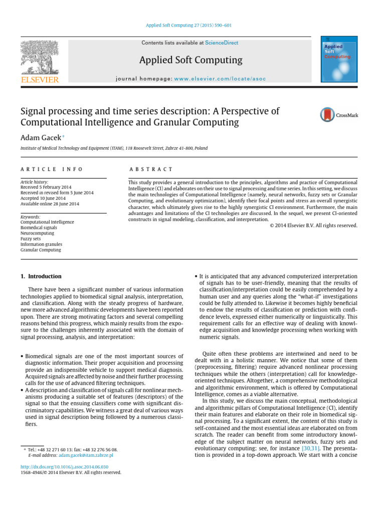 Signal Processing and Time Series Description - A Perspective of | PDF