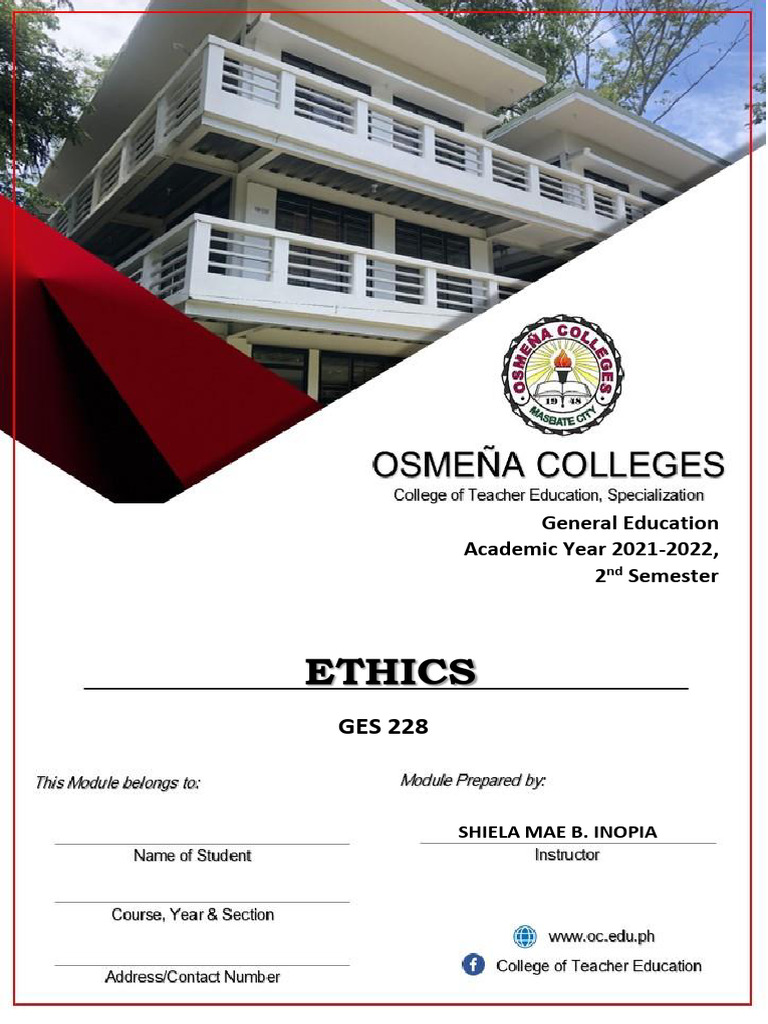 Ethics Pre Final Module 1 | PDF
