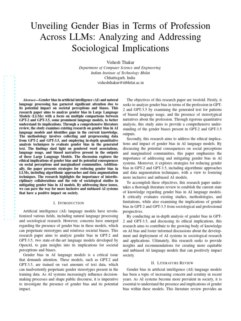 Addressing Gender Bias in AI Models | PDF | Artificial Intelligence ...