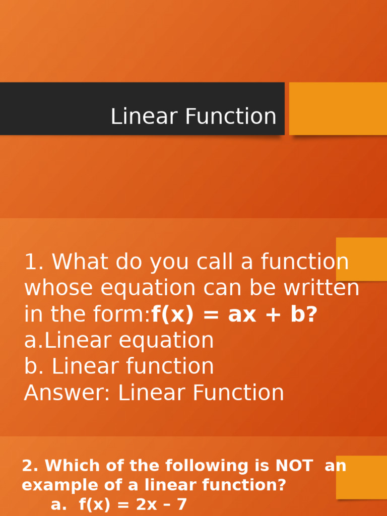 Linear Function | PDF