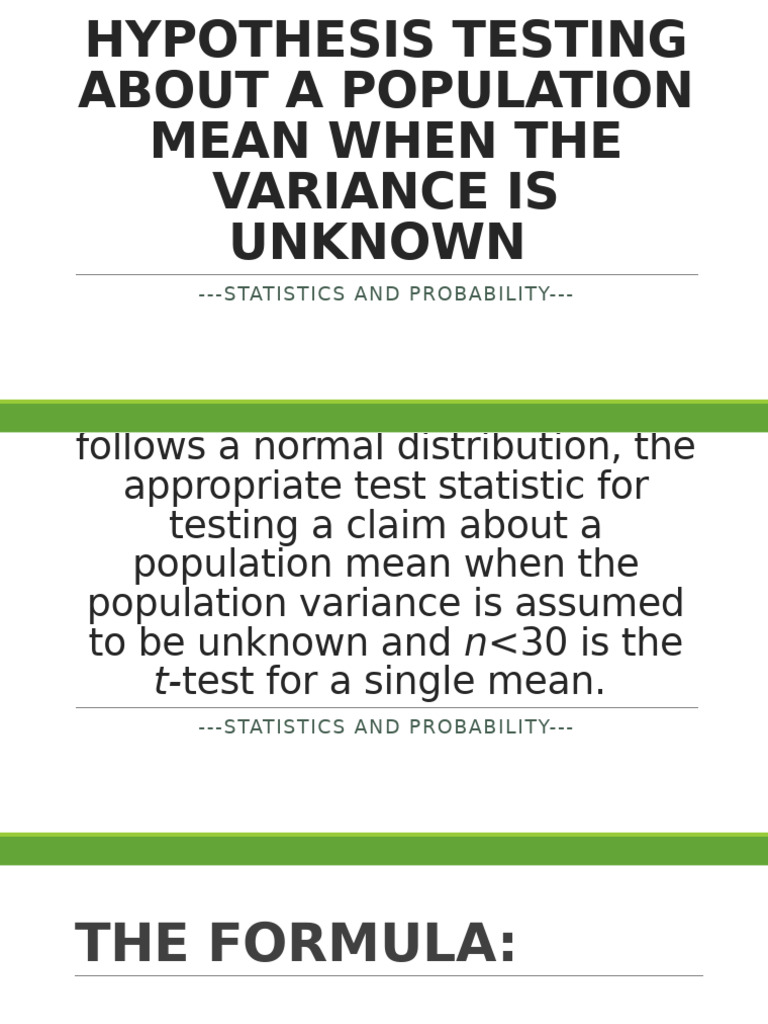 HT Variance Is Unknown | PDF