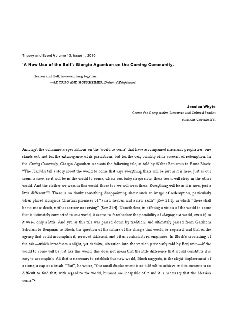 A New Use of The Self T E Jessica Whyte | PDF | Philosophy