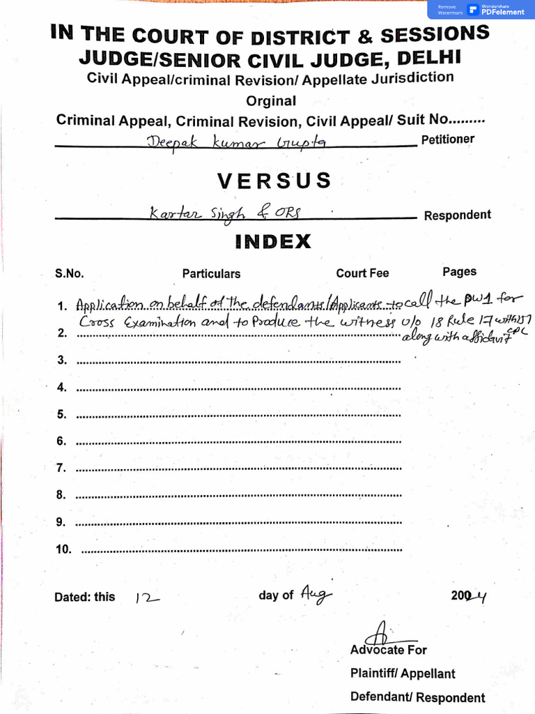 Applicatin For Recall Cross Examination | PDF