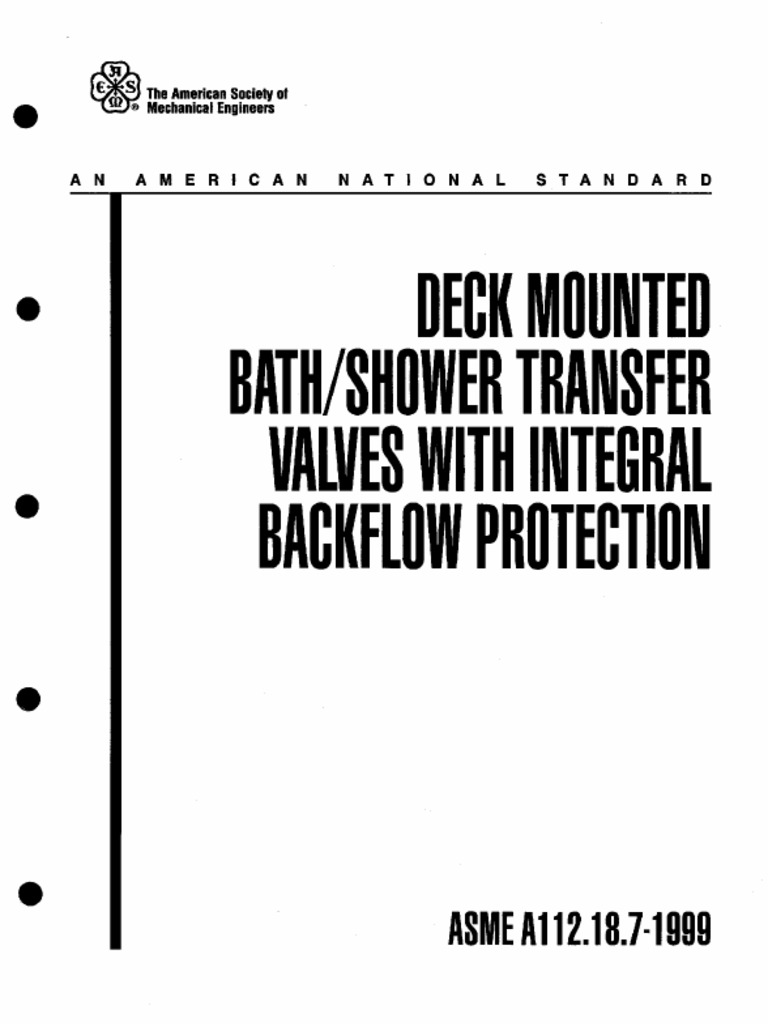 AsmeA112.18.7-1999 Deck Mounted Bath-Shower Transfer Valves With ...