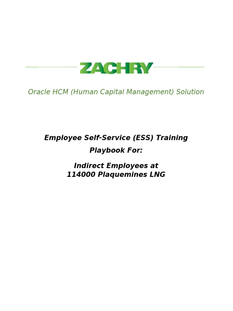 Oracle HCM Training Playbook - PLNG ESS | PDF