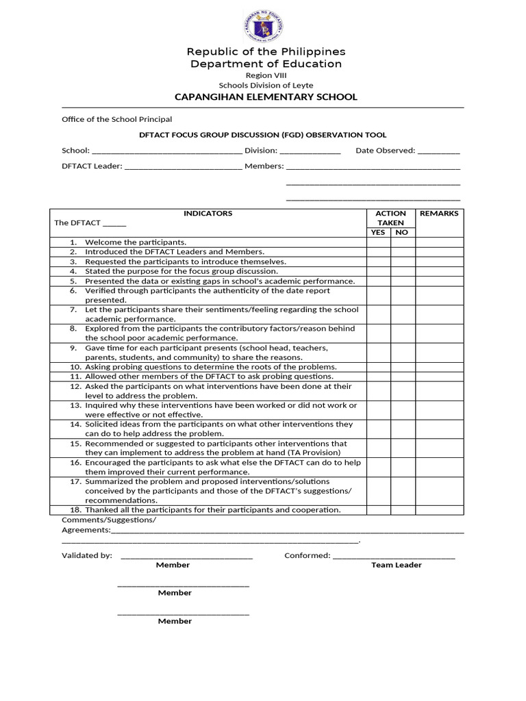 Dftact FGD Observation Tool | PDF