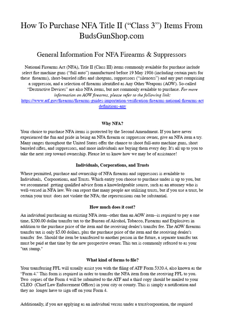 Nfa Guidelines | PDF