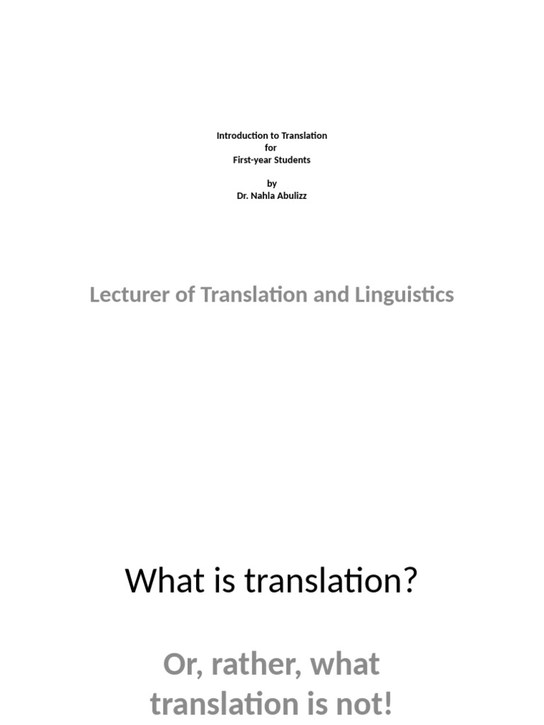 Introduction To Translation 1styear | PDF