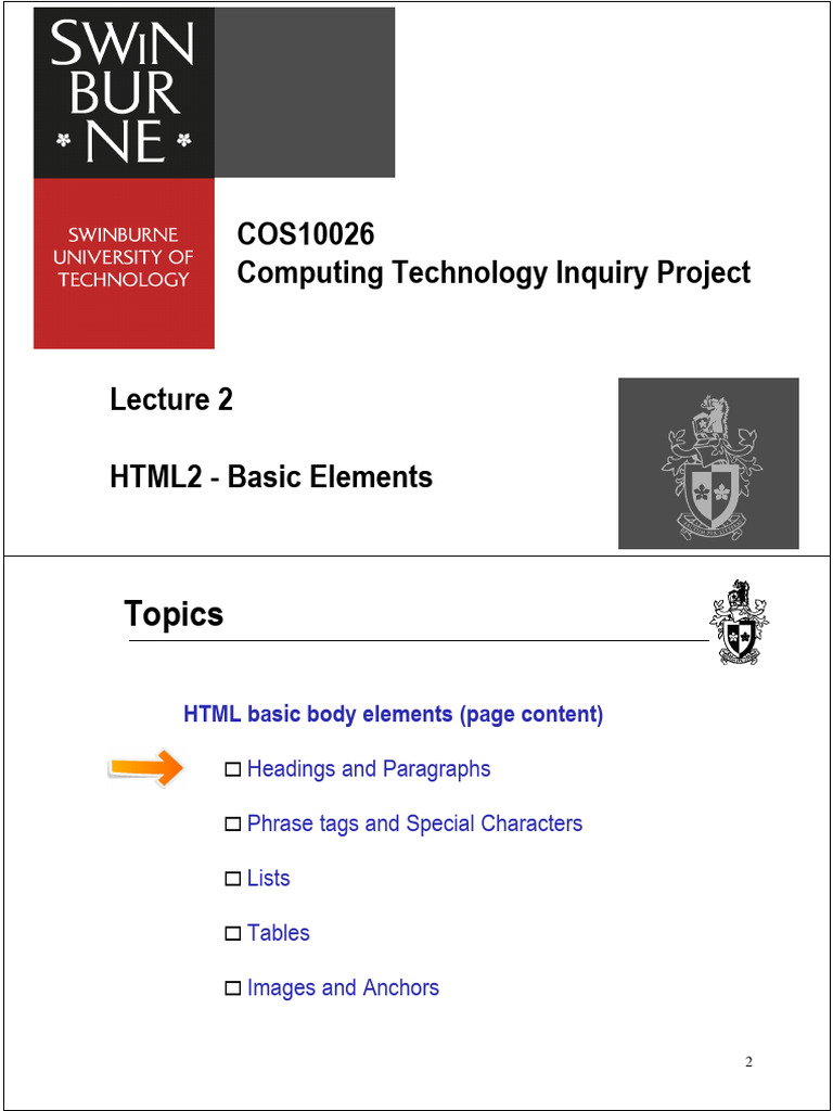 L2 - HTML2 - Basic Elements | PDF
